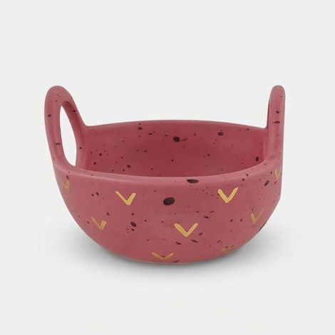 Corbeille décorative en céramique avec poignées Pink&Cozy (1/2)