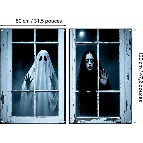 Lot de 2 Décorations de Fenêtre Halloween 31WS-43 80x120 cm en Polyester 31ws-43 30 × 25 × 1 cm 160 g – Livraison gratuite