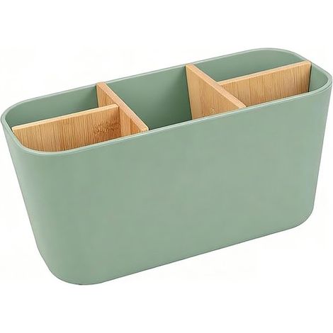 Soporte cepillos dientes cinco compartimentos, Caja escritorio desmontable múltiples compartimentos, Estante Organizador objetos diversos, verde (1/5)