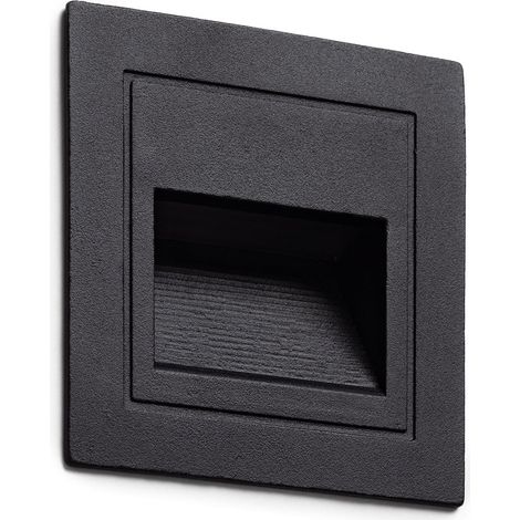 LED Außenleuchte 3W Einbau Wand Quadratisch Olite 4000K Schwarz Neutralweiß