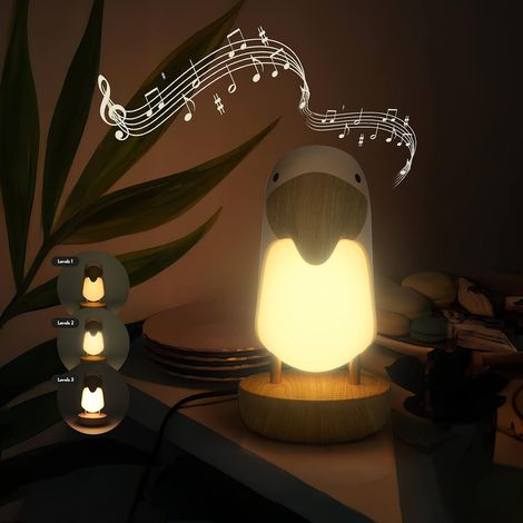 MIMOSON-Veilleuses à haut-parleur Bluetooth, lampe de table à musique LED avec 3 modes tactiles à intensité variable, lampe de chevet à haut-parleur sans fil rechargeable, lampe de table de chambre (1/5)