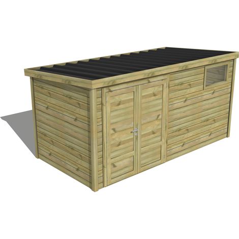 ABRI DE JARDIN bois traité 27mm, Essentiel, 4,3x2,1m, 9m2 (1/3)