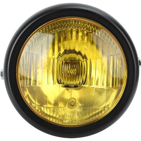 Phare rond rétro moto GN125, lentille jaune, lampe de tête modification. (1/5)