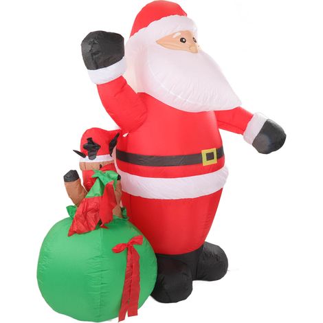 Aufblasbarer Weihnachtsmann-Elch mit integrierter LED-Beleuchtung, wetter- und farbbeständig, aufblasbare Weihnachtsdekoration für den Garten, EU-Stecker 100–240 V (1/5)