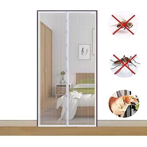 Moustiquaire de fenêtre,Moustiquaire sur mesure porte magnétique, rideau de porte anti - moustique, pour couloir, porte, Patio, blanc, 80 x 210 cm (1/3)