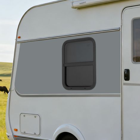 Fenêtre pour Camping-Car 450x600mm, Fenêtre Coulissante Verticale, Aluminium & Verre de Sécurité, Noir, Remplaçant Direct (1/5)