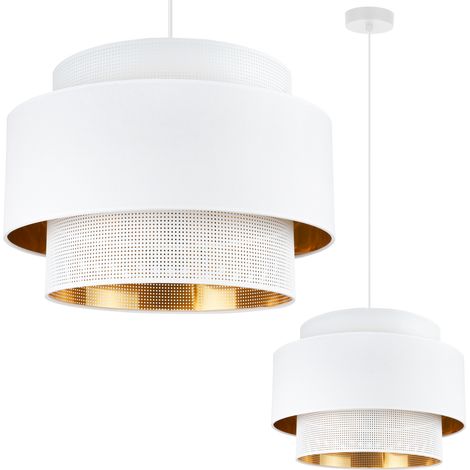 LAMPADA A SOSPENSIONE ASTI TRIO BIANCO ORO 45CM TESSUTO A MAGLIA (1/5)
