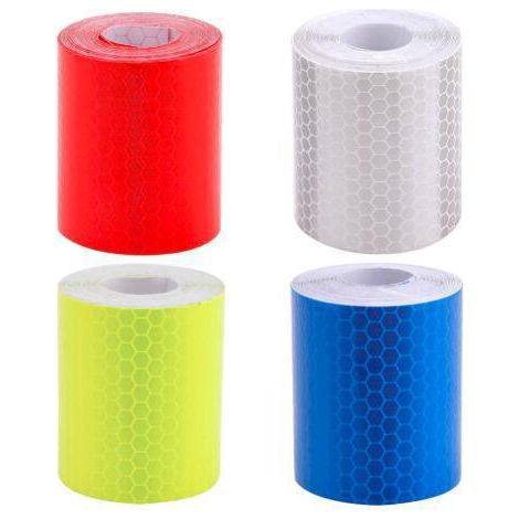 Bande adhésive réfléchissante verte 5cm x 3m, lot de 4 rouleaux autocollants de sécurité pour routes, véhicules, bateaux et entrées. (1/5)