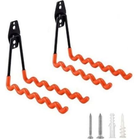 Garagenhaken, 2er-Set robuste Wandhaken mit rutschfester Beschichtung, Wellenhaken, für Schaufeln, Fahrräder, Werkzeuge, Seile, Rasenmäher und mehr