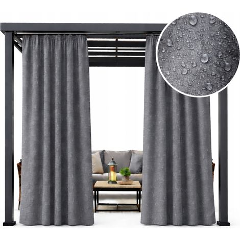 Tende da esterno pronte all'uso 155x230 per giardino, con nastro per tunnel, grigio scuro