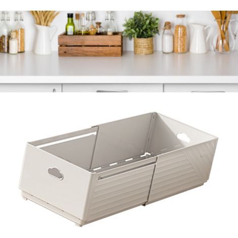 Boîte de rangement extensible rectangulaire avec tiroirs blanc - Organisateur de cuisine et bureau (1/5)