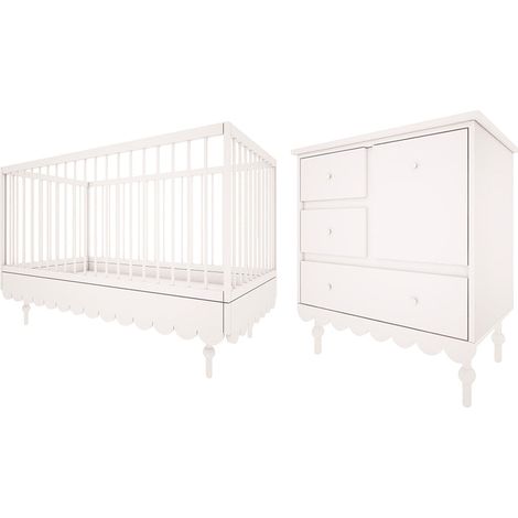 Lettino evolutivo 70x140 e Cassettiera 3 cassetti Wood Luck Babushka Bianco (1/5)