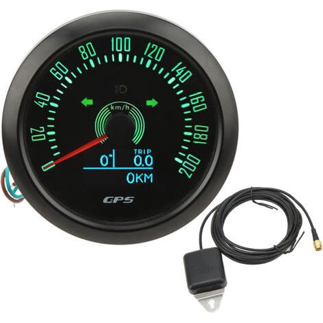 Tachymètre GPS 3 en 1 200MPH 85mm 9 32V 7 Couleurs rétroéclairé Antibuée pour Bateau Voiture RV Moto Cadran Noir GPS Indicateur de Vitesse GPS Compteur de Vitesse. (1/5)