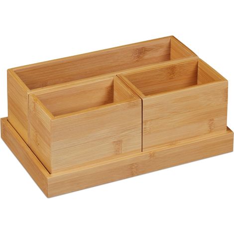Set di organizzatori da scrivania in bambù pratica custodia 50 x 30 x 20 cm stile pulito in bambù naturale 130009319