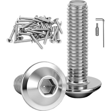 Lot de 15 vis à tête bombée M8 x 30 mm en acier inoxydable (1/5)