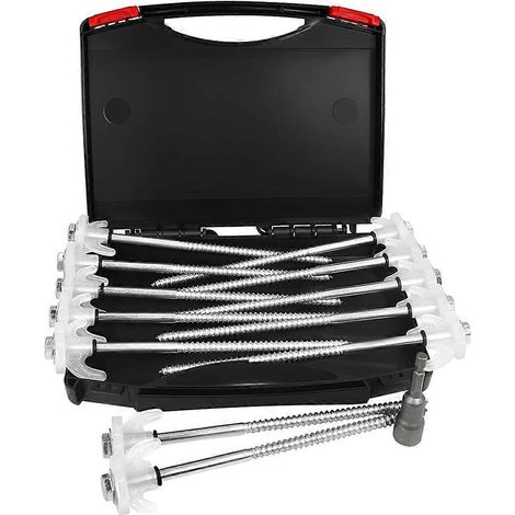 Lot de 12 clous de tente métalliques robustes de 8 pouces - Vis d'ancrage (1/5)