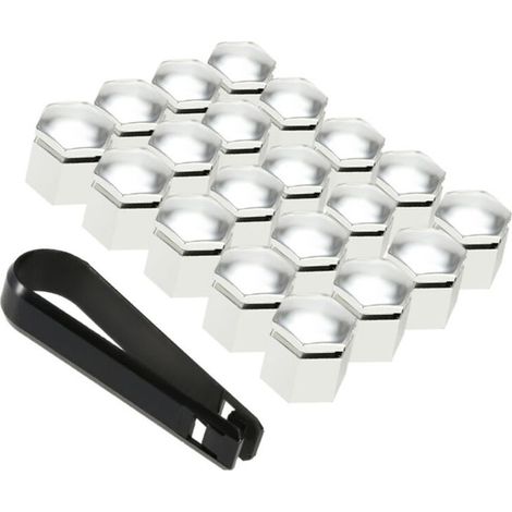 Lot de 20 cache-écrous de roue chromés argentés de 19 mm, compatibles avec Vauxhall et Opel. (1/4)