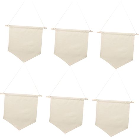 6 Stück Leinwand Wandbanner aus Canvas mit Holzstab