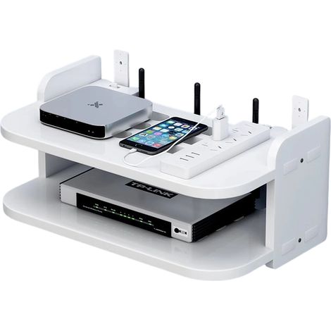 Supporto per router, contenitore per WiFi, mensola a muro, 2 ripiani, 30 cm (1/3)