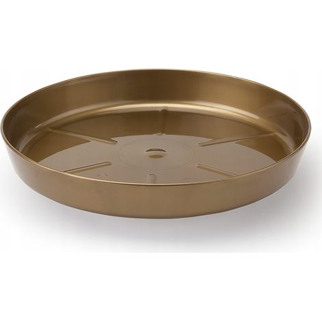 Goldfarbener, metallischer Blumentopf-Untersetzer, 19,7 x 2,9 cm, Kunststoff