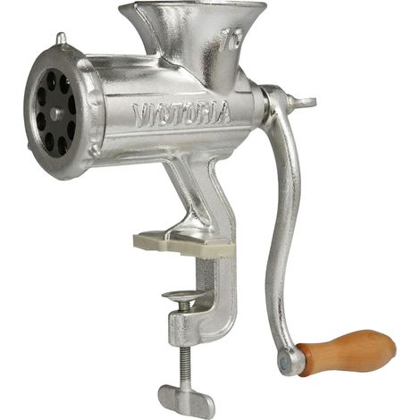 Victoria 30049 Picadora Trituradora de Carne Manual, Embutidora Salchichas, Chorizo, Máquina para Picar Carne Cromado