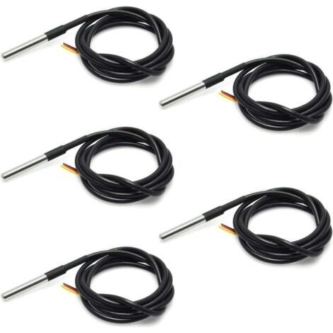 5 PCS 18B20 Capteur de température étanche Thermocouple Thermomètre 1 M avec câble Thermique de résistance Thermique (1/5)