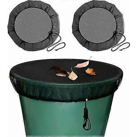 Lot de 2 filets de protection pour récupérateur d'eau de pluie, avec cordon de serrage, réglables, pour une protection optimale contre les moustiques et les feuilles. (1/5)
