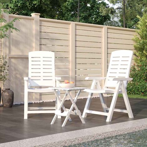 vidaXL Ensemble à manger de jardin 3 pcs Blanc Polypropylène (1/5)
