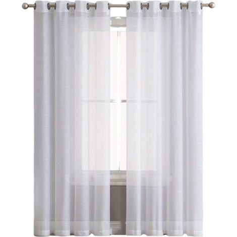 Ensemble de 2 Rideaux en Voile 134x160cm - Double Panneau en Tulle avec Oeillets - Draperies Modernes et Douces pour Décoration Blanche