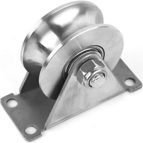 Grooved Pulley, Stainless Steel Pulley Block, Super Quiet Single Pulley for Sliding Gates and Wire Ropes, Removable Double Bearing with Support (1/3)