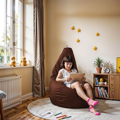 Pouf Poire Similicuir Marron XL Marron