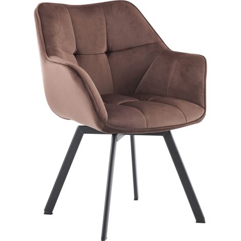 Chaise de salle à manger Jordi velours Marron (1/5)