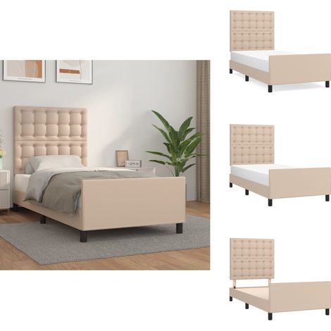 Bettgestell mit Kopfteil Cappuccino-Braun 90x200 cm Kunstleder - Bettrahmen - Schlafzimmermöbel - Kunstlederbettwäsche - Doppelbett - Boxspringbett (1/5)