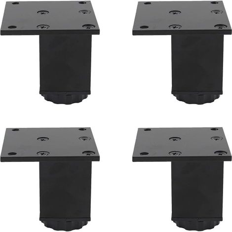 Pieds de meubles carrés, noirs, 6,86,86 cm, 4 pieds réglables en alliage d'aluminium, pieds de canapé. (1/5)