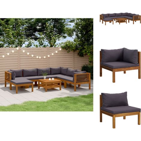 Gartenmöbel-Sets - Living 8-tlg. Garten-Lounge-Set mit Auflage Massivholz Akazie (1/5)