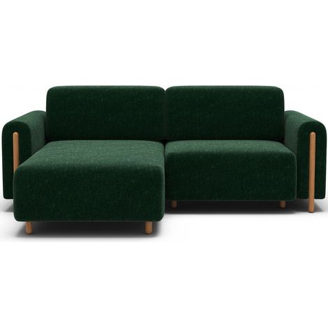 Canapé d'angle convertible ARVESSA vert émeraude chenille – Angle gauche (1/5)