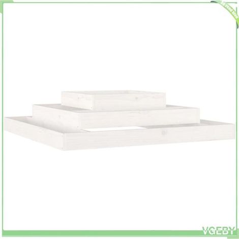 Jardinière bois - FAFEICY - Modèle à 3 niveaux - Bois de pin massif - 110x110x27 cm - Blanc (1/5)