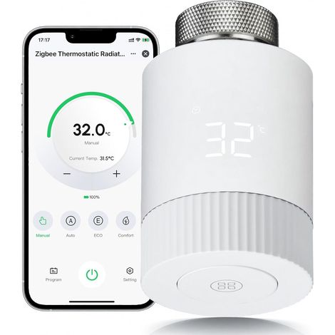 1 Robinet Thermostatique Zigbee,Programmable,Détection Fenêtre,Vocal,Alexa Google Home