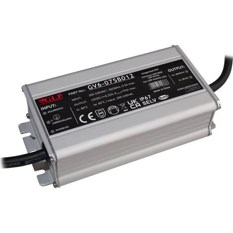 GLP GV6-075B012 LED Netzteil 75W 12V 6.25A IP67 Schaltnetzteil CV (1/2)