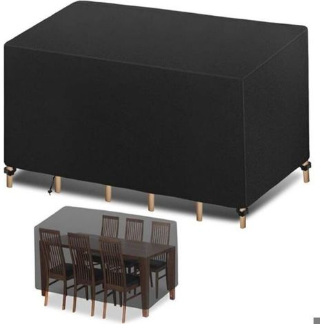 Housse Salon de Jardin 200x100x75cm 420D Oxford Noir Housse Table de Jardin Rectangulaire Protection Bache Table de Jardin Mobilier