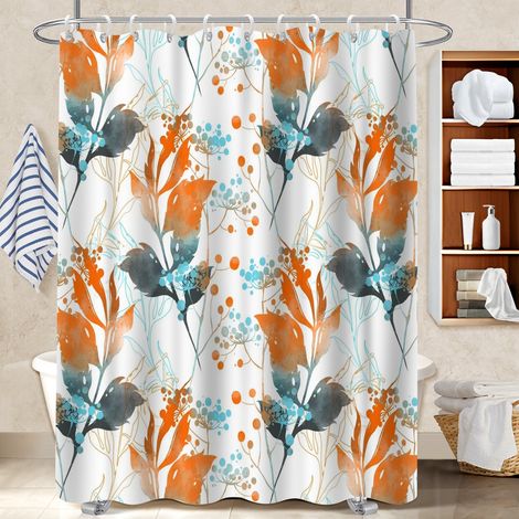 Ensemble rideau de douche polyester avec anneaux 180x180 séchage rapide rideau imperméable pour cacher un carrelage un peu vieillot (1/5)