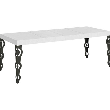 Table Extensible Karamay Premium 160/420X90 Cm Frêne Blanc Pieds Anthracite (1/5)
