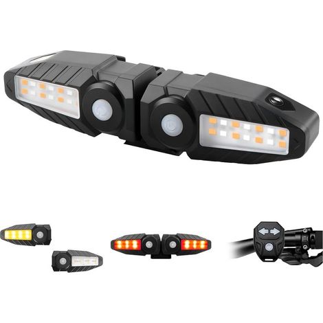 GDHZS- Clignotants pour vélo avec projecteur 5 modes Rechargeables par USB Feu arrière pour vélo Télécommande Étanche Clignotants séparés-2PCS (1/5)