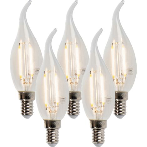 QAZQA Set of 5 E14 Dimmable LED Filament Tip Candle Bulbs 250lm