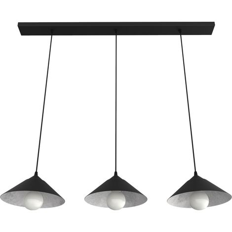 LUMICOM CHAPEAU Binario, 3XE27, max 42W, metallo, nero/foglia argento, D25cm (1/2)