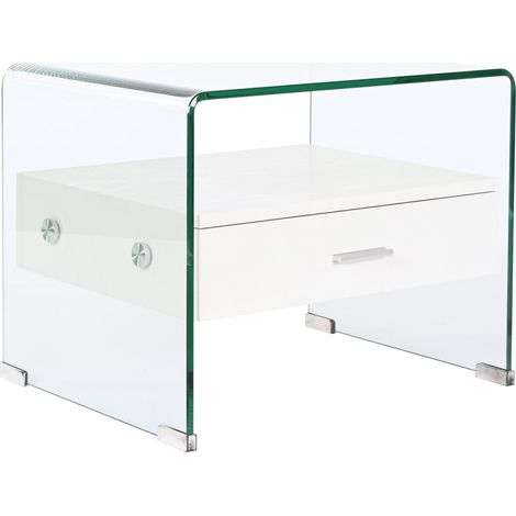 Mesita De Noche Cristal Mdf 50X40X45,5 10 Mm. (1/5)