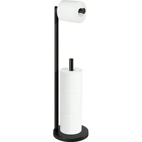 1 schwarzer, freistehender Toilettenpapierhalter mit Ablage (1/5)