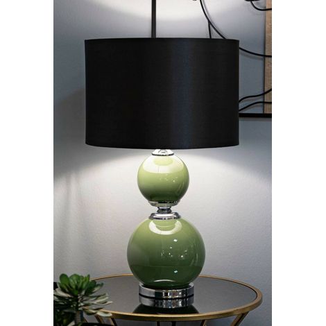 Dmora - Lámpara de mesa Starareka, Luz de escritorio, Luz de oficina, Lámpara de trabajo, 38x38 h65 cm, Verde y Gris (1/5)