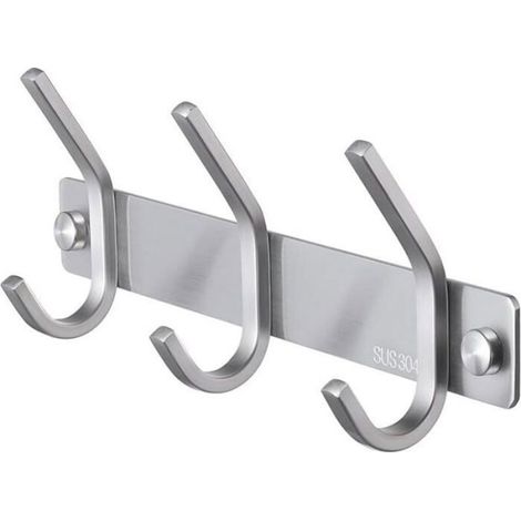 Porte-Manteau Salle de Bain 3 Crochets Acier Inox 304 Brossé 228cm (1/4)