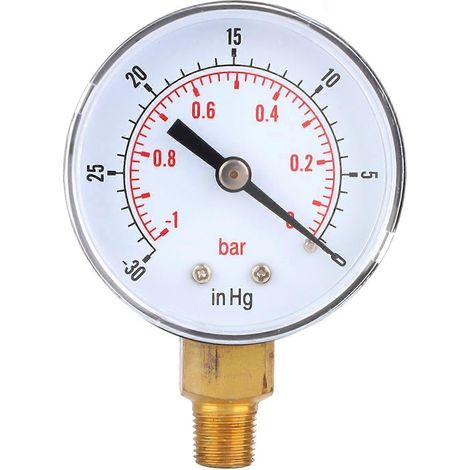 Manomètre à vide -1-0 bar (30-0 inHg), raccord inférieur 50 mm 1/8 BSPT pour air, eau, huile